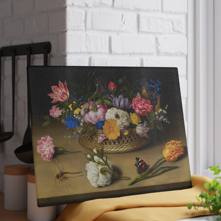 Flower Still Life by Ambrosius Bosschaert Glass Cutting Board