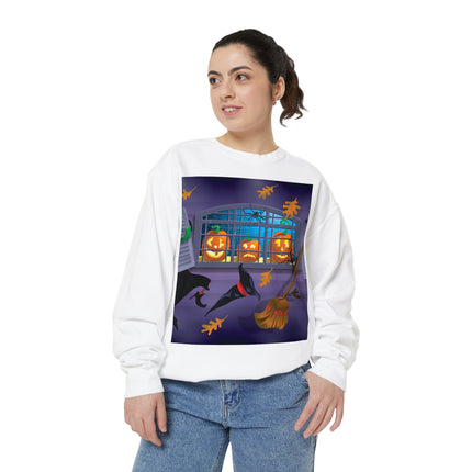 Whimsical Halloween Mischief Unisex Garment-Dyed Sweatshirt