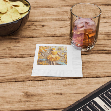 Dandelion Fairy White Coined Napkins