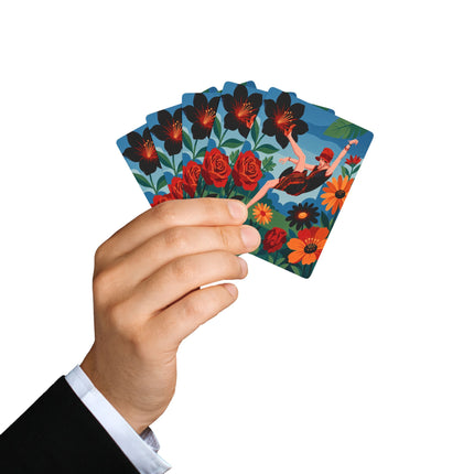🌺✨ The Lady In The Fabulous Flowers Playing Cards – Art Deco Floral Fantasy