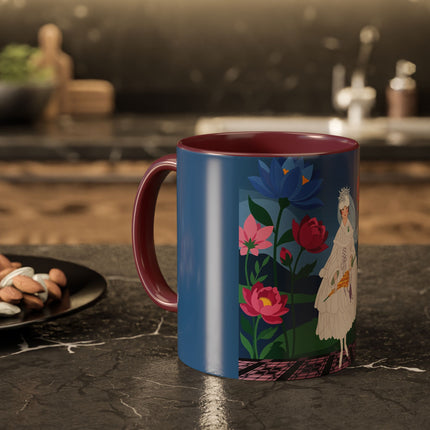 The Lady Of The Golden Parasol Colorful Mugs – Art Deco Botanical Elegance
