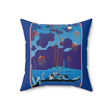 Fireworks in Venice by George Barbier Spun Polyester Square Pillow