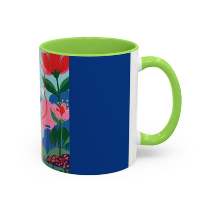 The Lady Of The Scarlet Bow Colorful Mugs – Art Deco Botanical Archer Elegance