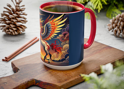 Flame-Winged Horse at Sunset Colorful Mugs (11oz, 15oz)