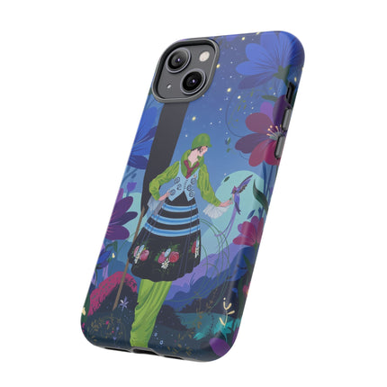 🌸🐦 The Lady Of The Midnight Bird Garden Phone Case – Art Deco Floral Fantasy