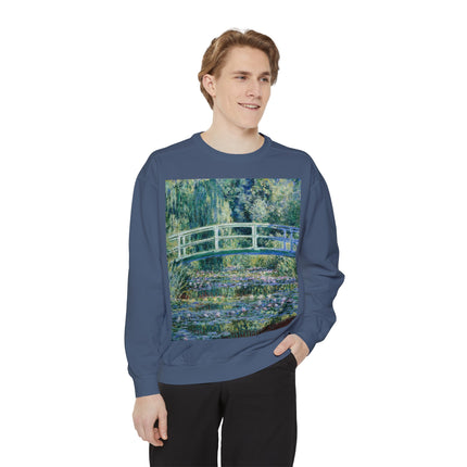 Water Lilies and Japanese Bridge by Claude Monet Unisex Garment-Dyed Sweatshirt