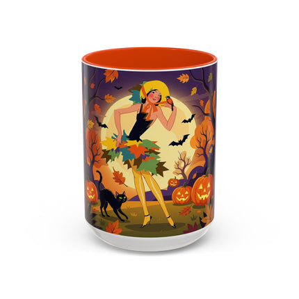 🌕🍂 Autumn Song Beneath The Harvest Moon Colorful Mug – Whimsical Halloween Charm