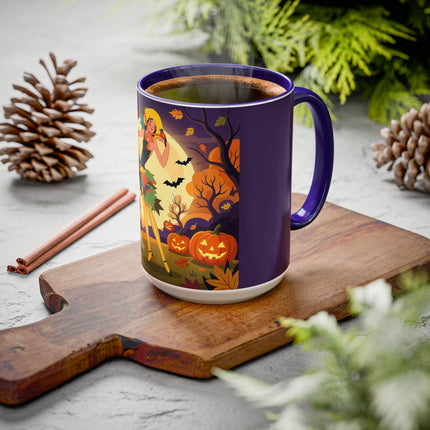 🌕🍂 Autumn Song Beneath The Harvest Moon Colorful Mug – Whimsical Halloween Charm