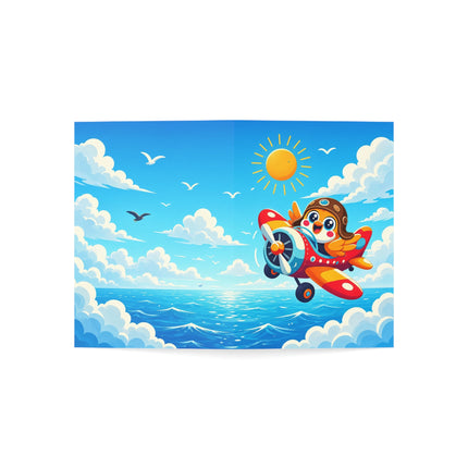 🐥✈️ The Little Bird Sky Adventure Greeting Card – Whimsical Animal Adventure