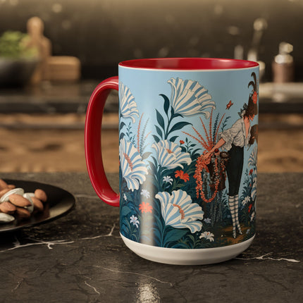 🎨💙 The Enchanted Garden Artist Colorful Mug – Art Deco Floral Whimsy