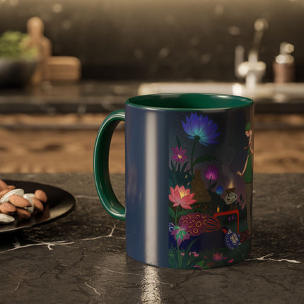 Moonlit Incense Ceremony Colorful Mugs – Art Deco Meditation Garden