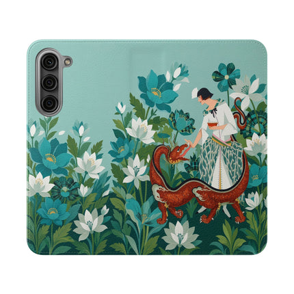 🐉🌿 The Dragon Keeper Flip Case – Art Deco Floral Fantasy