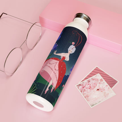 🌙🌺 The Lady Of The Midnight Garden Slim Water Bottle – Art Deco Floral Elegance