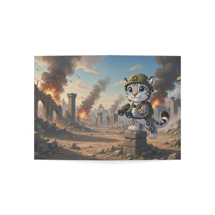 🐆🔭 The Little Ruins Scout Greeting Card – Whimsical Animal Adventure