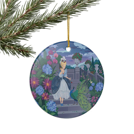 🦚🌸 The Peacock Garden Terrace Ceramic Ornament – Art Deco Floral Elegance
