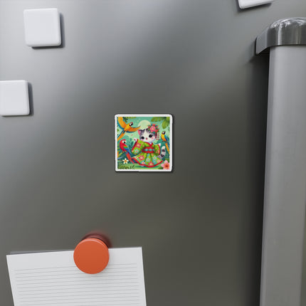 Parrot Dance of the Geisha Kitten Die-Cut Magnets (5 Sizes)