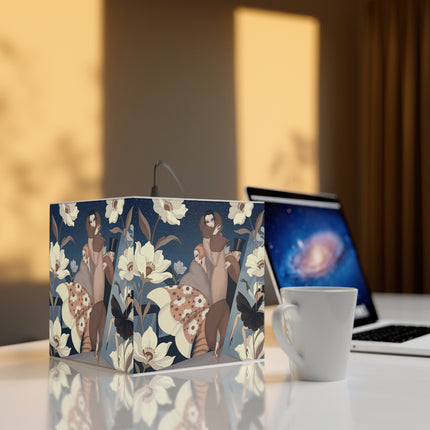 🌸✨ The Midnight Magnolia Masquerade Light Cube Lamp – Art Deco Nocturne