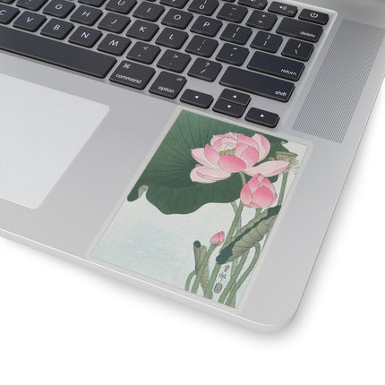 Blooming Lotus Flowers by Ohara Koson Kiss-Cut Stickers (4 Sizes)