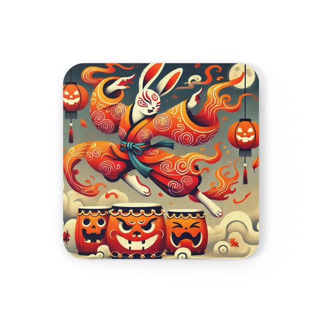 Jack-O’-Lantern Drums & The Kabuki Rabbit Cork Back Coaster
