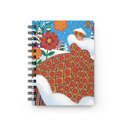 🌺❄️ The Winter Folk Flower Cloak Spiral Notebook – Colorful Holiday Fantasy