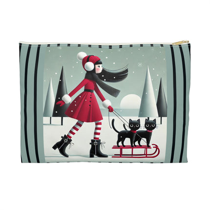 Red Sled & Curious Cats Accessory Pouch