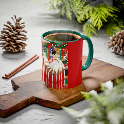 🎄💃 The Christmas Mirror Duet Colorful Mug – Art Deco Holiday Elegance