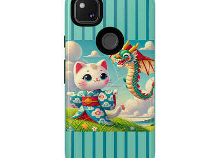 Geisha Kitten and the Dragon Kite Phone Cases