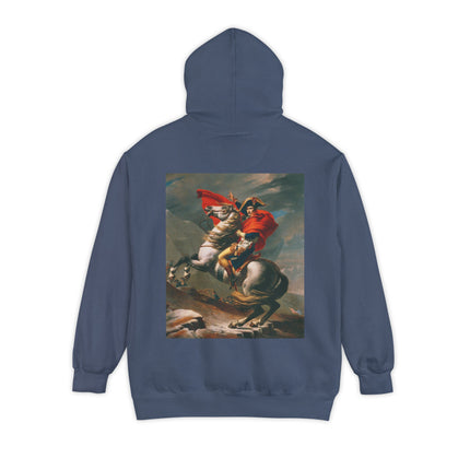 Napoleon Crossing the Alps by Jacques-Louis David Unisex Garment-Dyed Hoodie