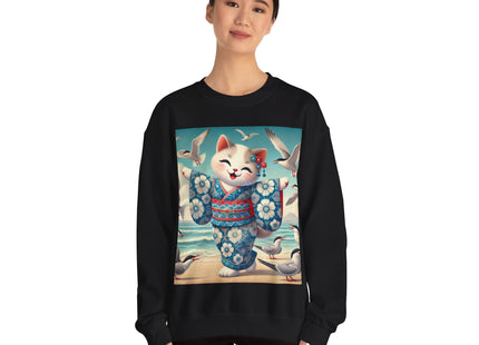Geisha Kitten by the Seaside Heavy Blend™ Crewneck Sweatshirt