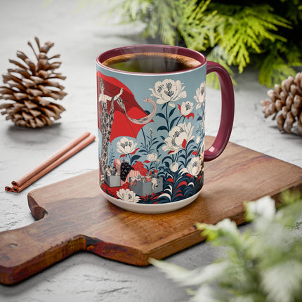 ❤️🌺 The Scarlet Parasol Spectacle Colorful Mug – Art Deco Fashion Elegance