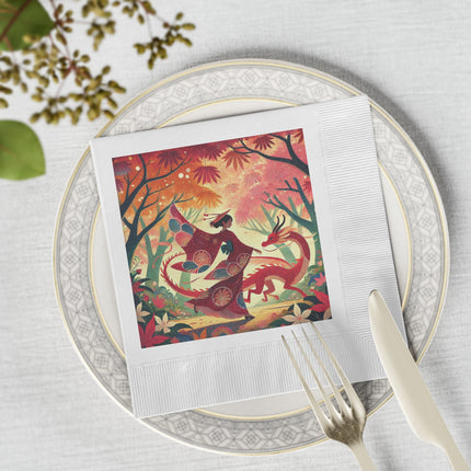 The Dragon Fairy’s Dance White Coined Napkins