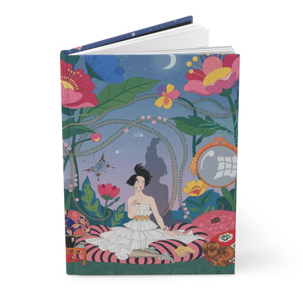 🌙🌺 The Lady Of The Moonlit Secret Garden Hardcover Journal – Art Deco Floral Whimsy