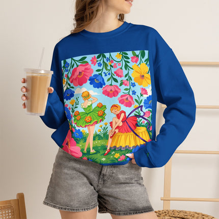 🌸🧚 The Fairies In The Flower Garden Crewneck Sweatshirt – Art Deco Floral Whimsy
