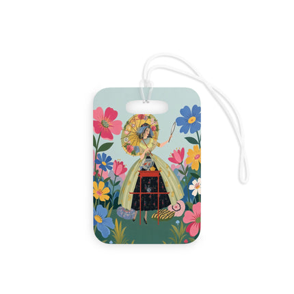 🌸🪞 The Floral Parasol Reflection Luggage Tag – Art Deco Garden Fantasy