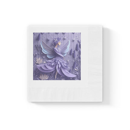 Lavender Fairy White Coined Napkins
