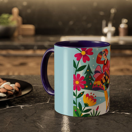 🌸🎄 Christmas In The Winter Garden Colorful Mug – Whimsical Holiday Fantasy