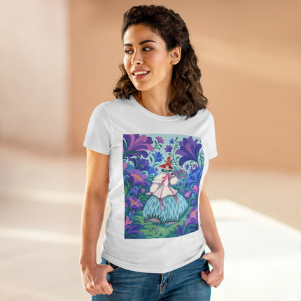 🌸🎶 The Garden Melody Cotton Tee – Art Deco Floral Whimsy