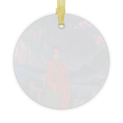 🌸☂️ The Lady Of The Cherry Blossoms Glass Ornament – Art Deco Spring Elegance