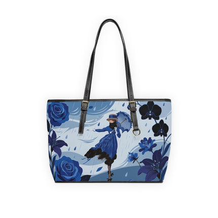 ☔💙 The Blue Rain Promenade Shoulder Bag – Art Deco Floral Fashion