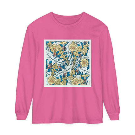 Art Nouveau Dandelion Flower Garment-dyed Long Sleeve T-Shirt