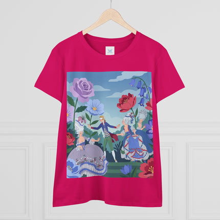 🎭🌸 The Garden Masquerade Cotton Tee – Art Deco Fashion Illustration