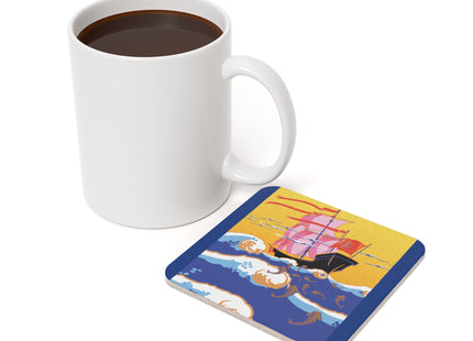 Golden Seas and Whimsical Dreams Cork Back Coaster