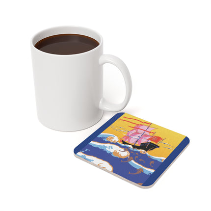 Golden Seas and Whimsical Dreams Cork Back Coaster