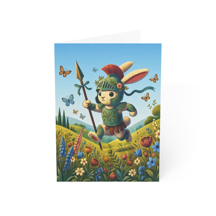 🐇🛡️ The Little Meadow Knight Greeting Card – Whimsical Animal Adventure