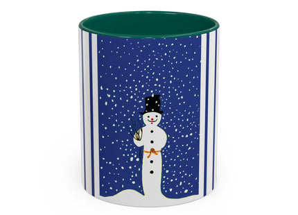 Snowman in Falling Snow Colorful Mugs (11oz, 15oz)