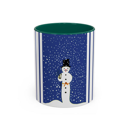 Snowman in Falling Snow Colorful Mugs (11oz, 15oz)