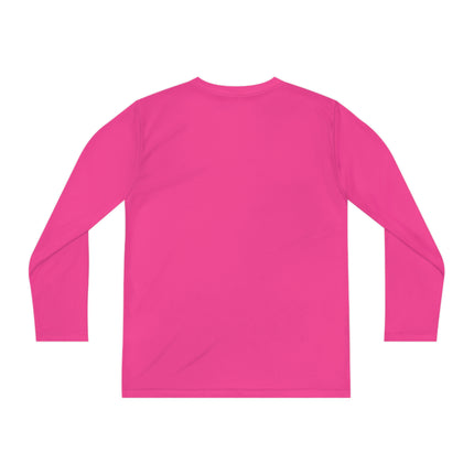 Cyber Cat Glamour Youth Long Sleeve Competitor Tee – Neon Elegance & Futuristic Style