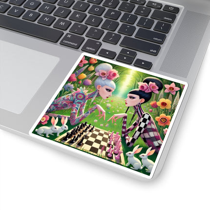 ♟️🌸 Spring Gambit: A Fairy’s Move Kiss-Cut Sticker – Whimsical Chess & Spring Magic