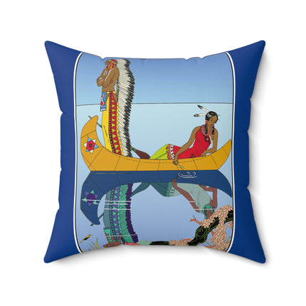 Le long du Missouri (Indian couple on the Missouri River) by George Barbier Spun Polyester Square Pillow