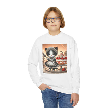 Patisserie Kitten Youth Crewneck Sweatshirt – Sweet Charm, Cozy Comfort & Storybook Delight